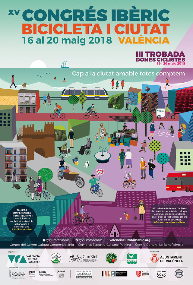 Cartel Congreso Ibérico 'La Bicicleta y la Ciudad' - València Ciutat Amable 2018